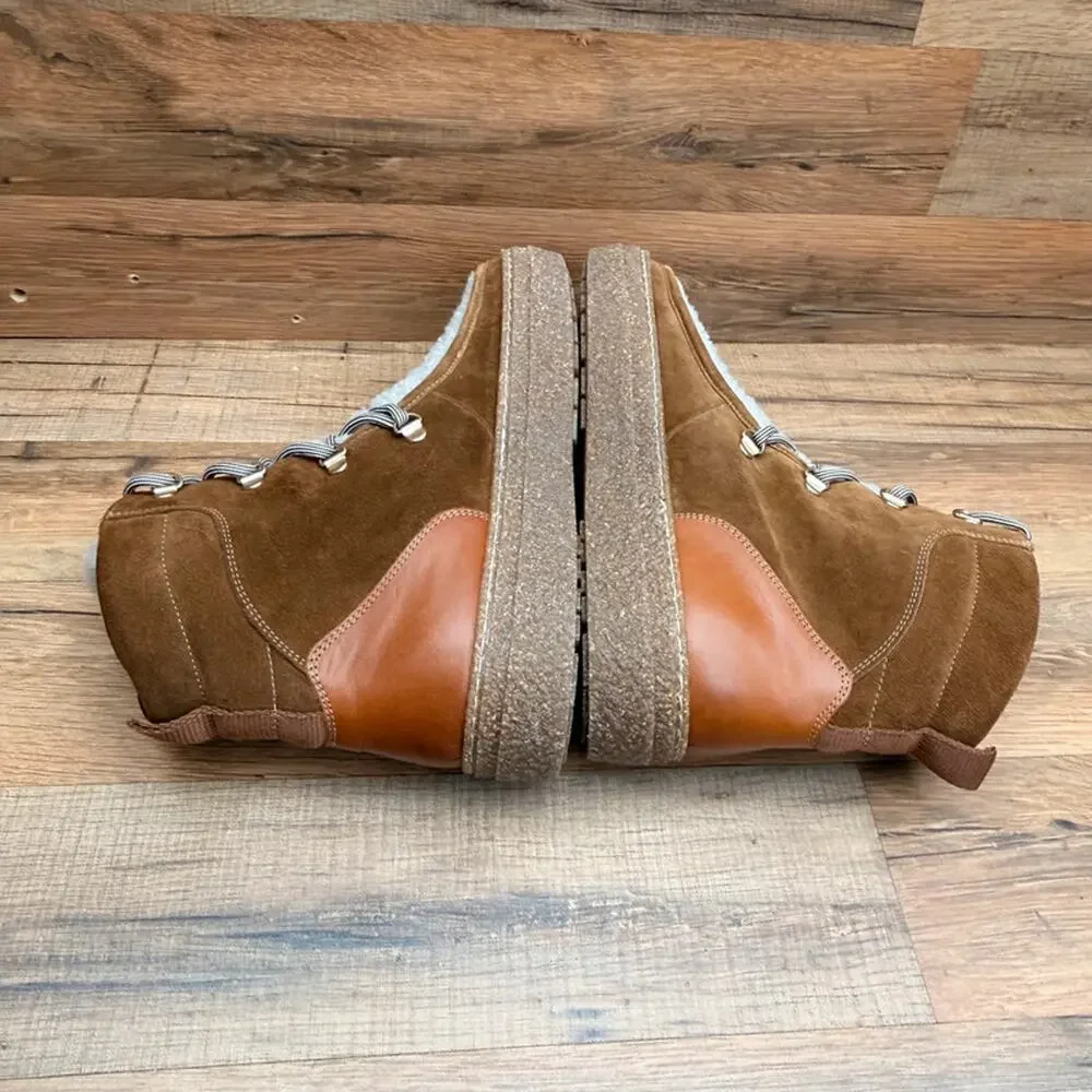 Aquatalia size 9 Taelyn Suede Shearling Bootie Walnut Caramel